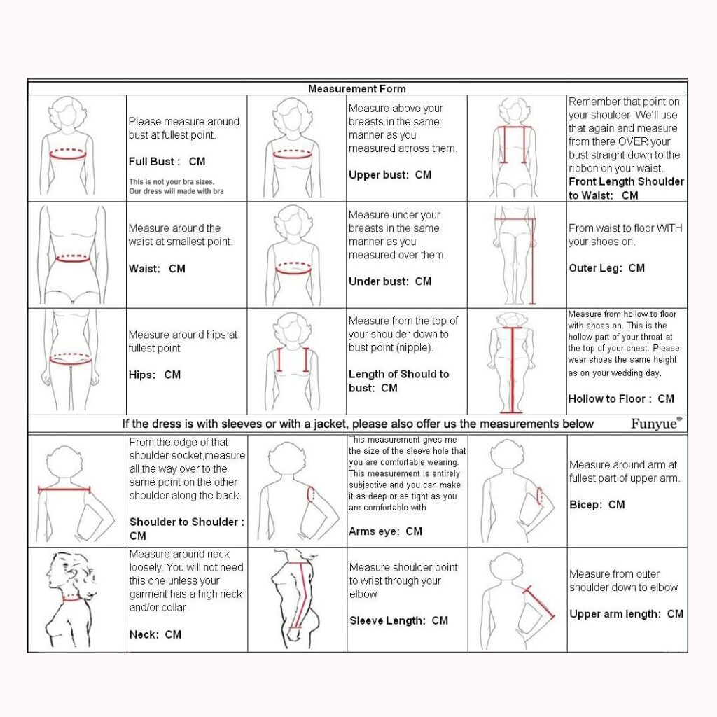 Wedding Dress Measurements