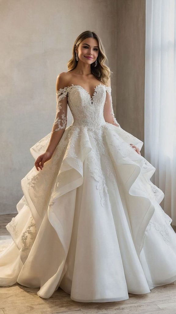 Robe de mariée avec surjupe amovible
